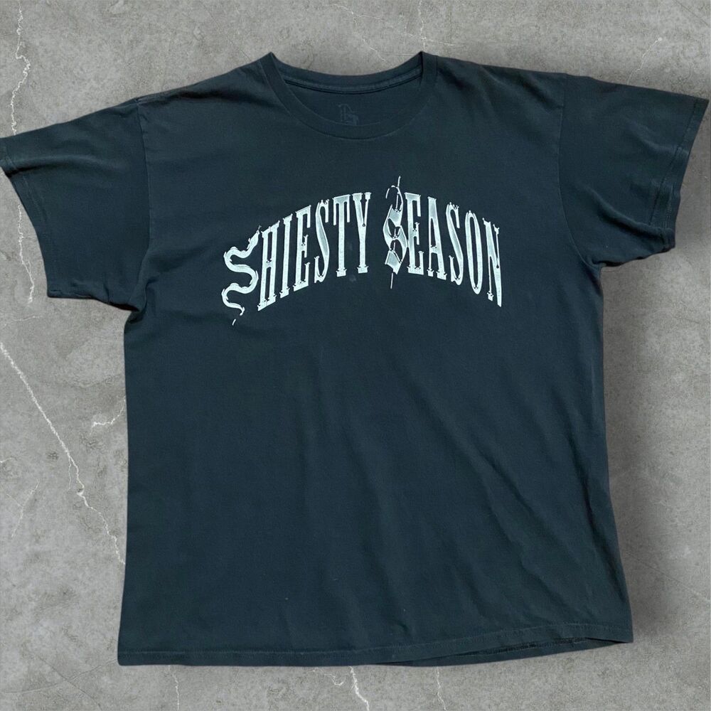 Pooh Shiesty Reg 'Shiesty Season' Official Merch Black Silver Tee Men's Size L